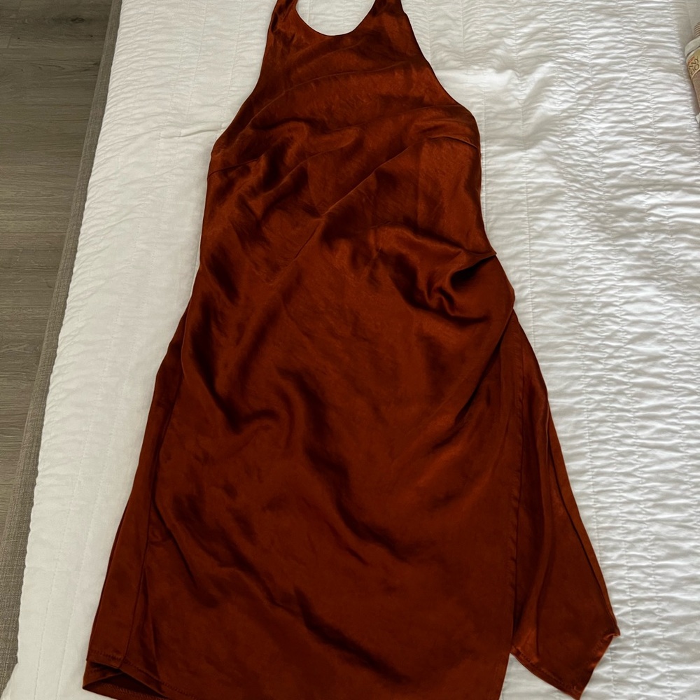 Elegant Rust Brown Sleeveless Dress